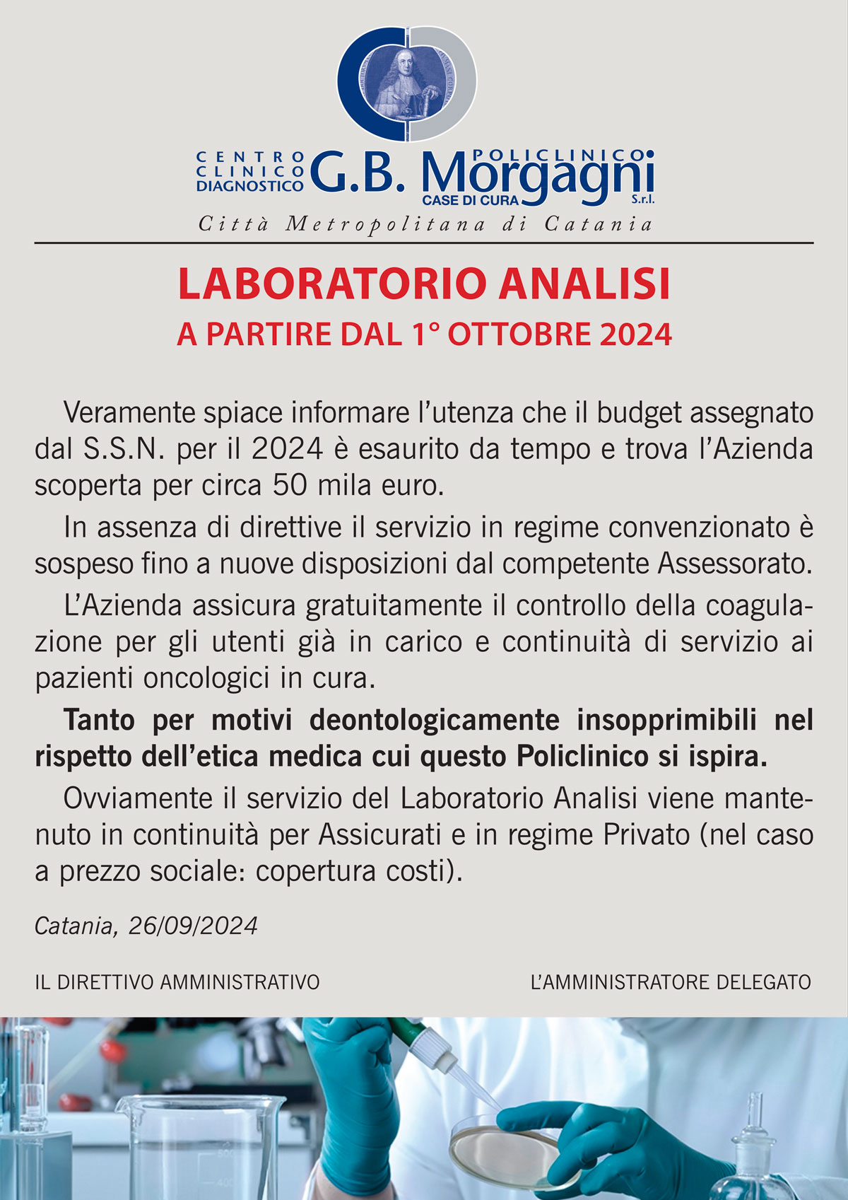 Comunicazione Laboratorio Analisi